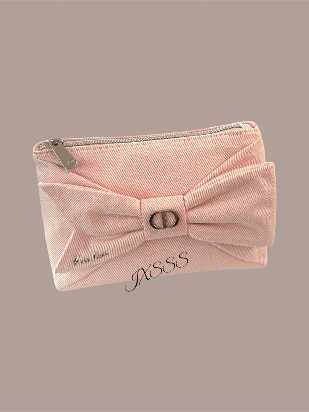Light-Pink Dior Beauty (Miss Dior) Bow-Embroidered Cosmetic-Makeup Bag - Picture 3 of 15